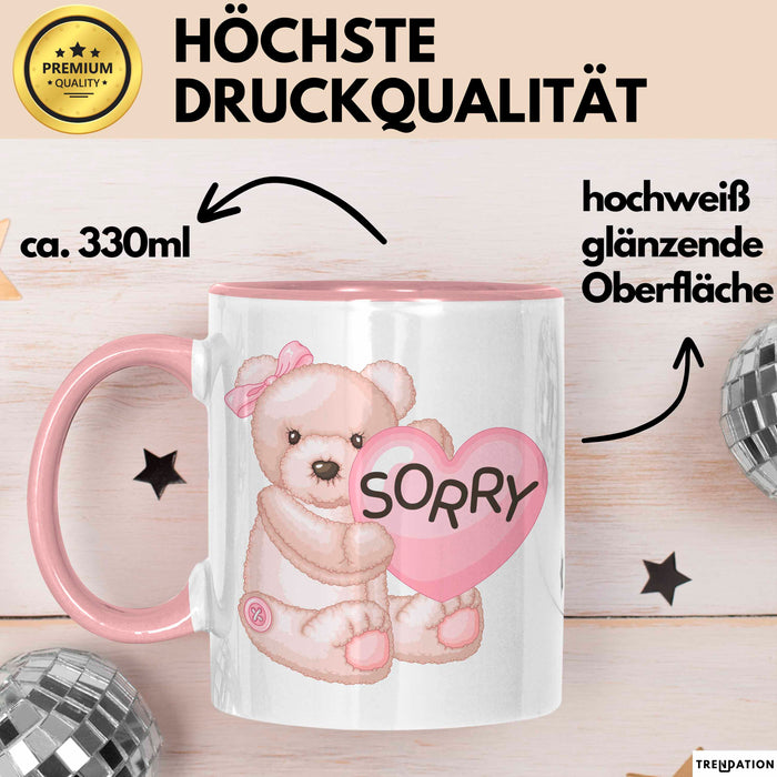 Entschuldigung Tasse Es Tur Mir Leid Geschenkidee Sorry Becher Rosa Trendation