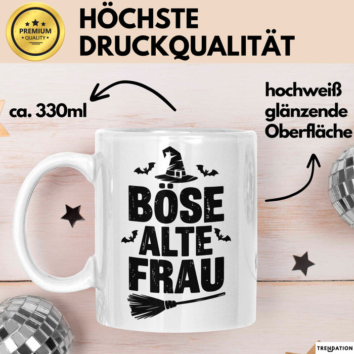 Oma Großmutter Sarkasmus Tasse Becher Geschenk Lustige Geschenkidee Spruch Böse Alte Frau Weiß Trendation