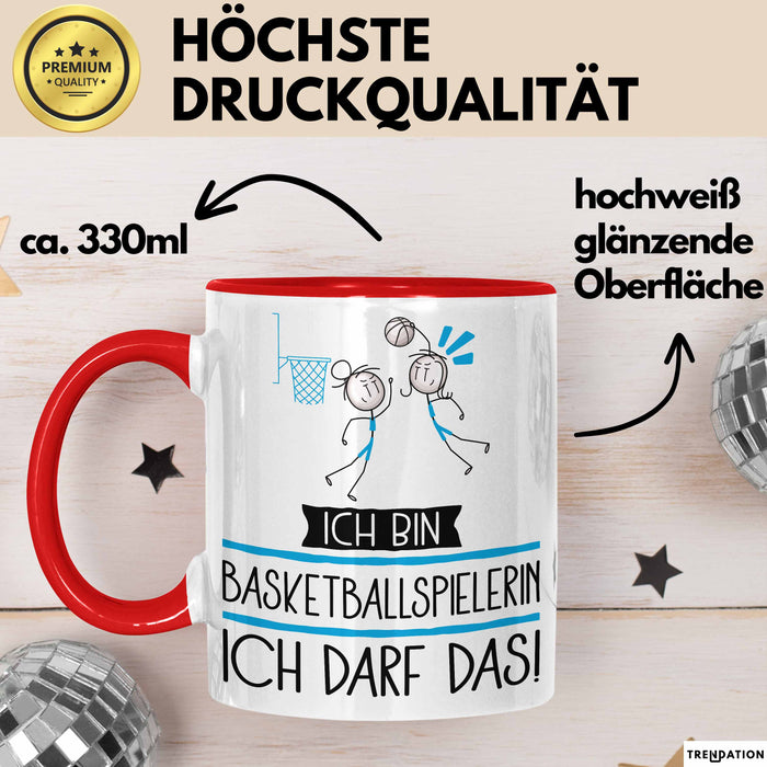 Geschenk für Basketballspielerin Tasse Lustige Geschenkidee Geburtstag Ich Bin Basketballspielerin Ich Darf Das Rot Trendation