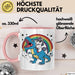Einhorn Liebhaber Tasse Geschenk Einhorn Reitet Auf Dinosauriere T-Rex Dino Frauen Geschenk Rosa Trendation