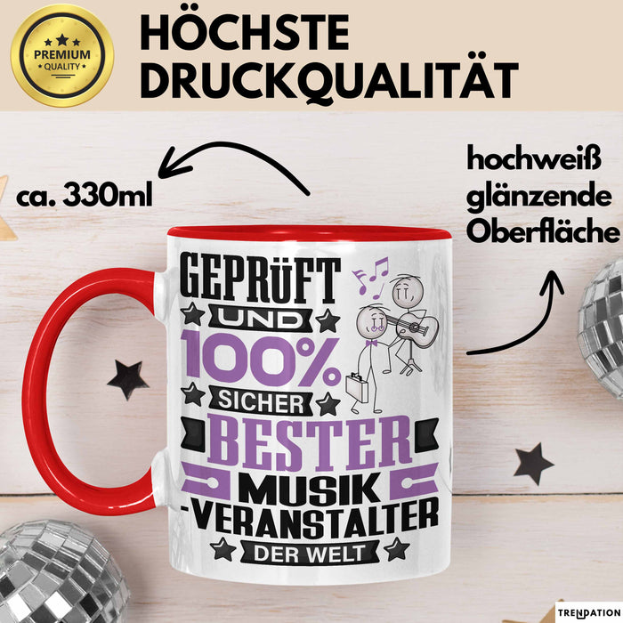 Musikveranstalter Geschenk Lustiger Spruch für Musikveranstalter Geschenkidee Bester Musikveranstalter Der Welt Rot Trendation