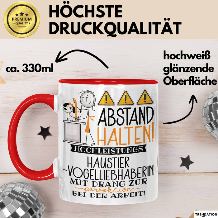 Haustier-Modedesignerin Tasse Geschenk Lustig Abstand Halten Hochleistungs-Haustier-Modedesignerin Mit Drang Zur Perfektion Bei Der Arbeit Rot Trendation