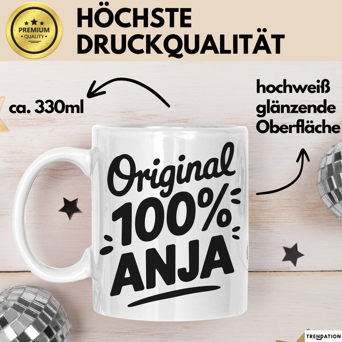 Anja Tasse Geschenk Original 100% Anja Geschenkidee Geburtstag Weiß Trendation