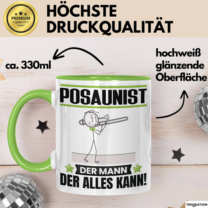 Posaunist Tasse Geschenk für Posaunist Der Mann Der Alles Kann Geschenkidee zum Geburtstag Grün Trendation