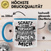 Valentinstag Tasse Geschenk für Ihn Sie Männer Für Paare Freundin Geschenkidee Kaffee-Becher Liebe Schatz Ich Hab Versucht Für Dich Das Geschenk Zu Finden Aber Du Hast Ja Bereits Mich Blau Trendation