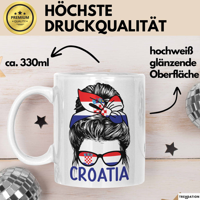 Croatia Tasse Geschenk Für Kroatische Frau Heimat Kroatien Kaffee-Becher Geschenkidee Weiß Trendation