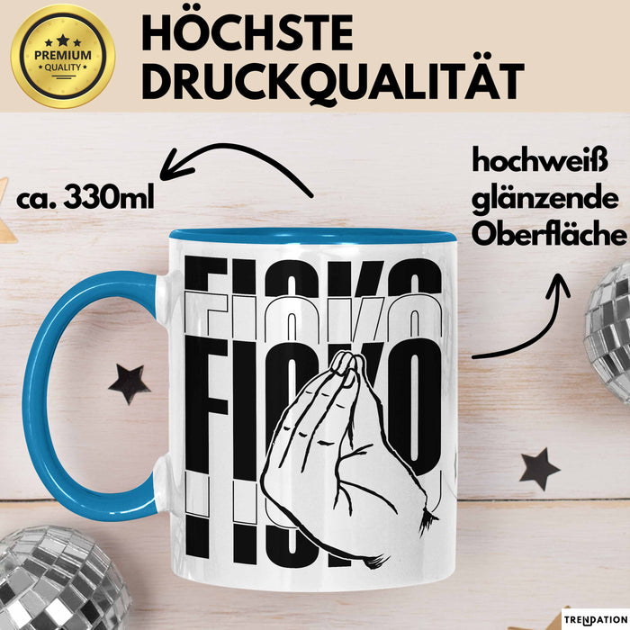 Italiener Geschenk Tasse Ficko Italienische Handbewegeung Kaffee-Becher Blau Trendation