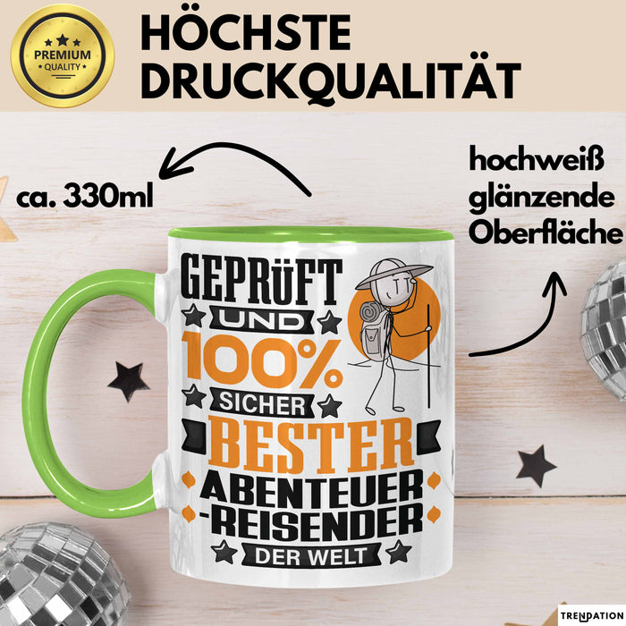 Abenteurreisender Geschenk Lustiger Spruch für Abenteurreisender Geschenkidee Bester Abenteurreisender Der Welt Grün Trendation