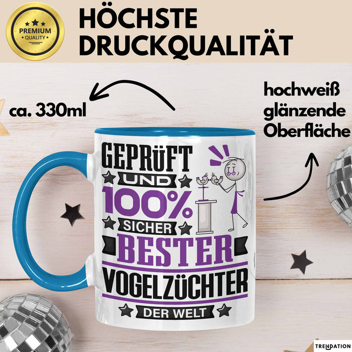 Vogelzüchter Geschenk Lustiger Spruch für Vogelzüchter Geschenkidee Bester Vogelzüchter Der Welt Blau Trendation