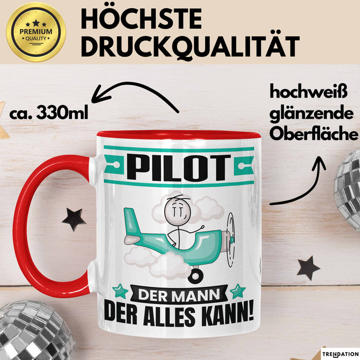 Pilot Tasse Geschenk für Pilot Der Mann Der Alles Kann Geschenkidee zum Geburtstag Rot Trendation