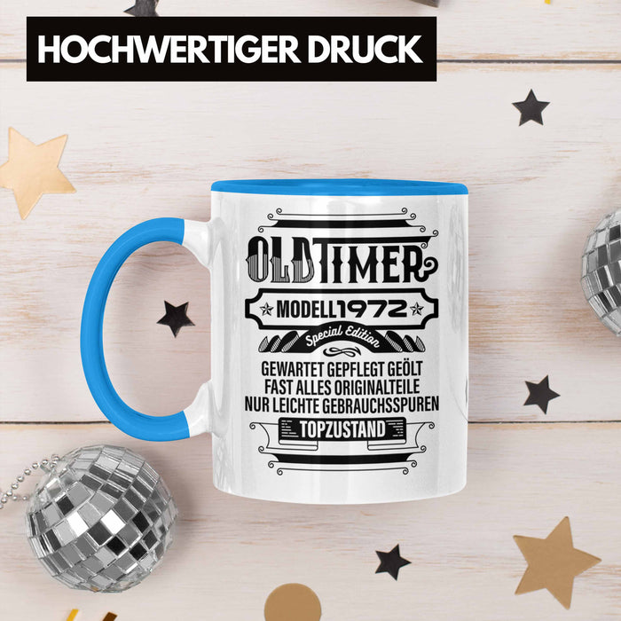 TRENDATION 50. Geburtstag Tasse Frau Mann Geschenk 50er Geschenkidee 50 Mutter Vater Blau Trendation
