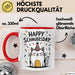 Geburtstagsfeier Katze Tasse Geschenk Lustige Geschenkidee Spruch Happy Schnurrsday Rot Trendation