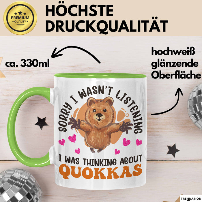 Quokka Tasse Geschenkidee Tier Liebhaberin Becher Grün Trendation