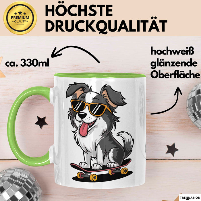 Hund Tierliebhaber Skateboard Tasse Geschenk Lustige Geschenkidee Spruch Grün Trendation