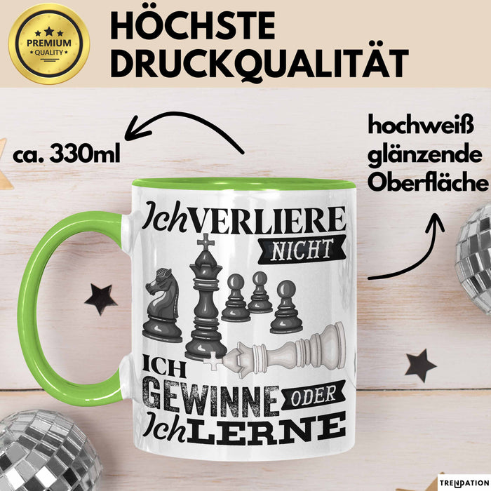 Schach Tasse Geschenk Ich Verliere Nicht Gewinnen Lernen Spruch Geschenkidee Grün Trendation