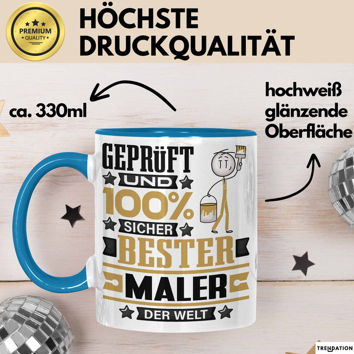 Maler Geschenk Lustiger Spruch für Maler Geschenkidee Bester Maler Der Welt Blau Trendation