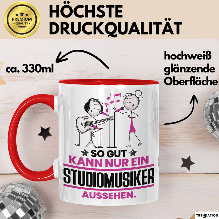Studiomusiker Geschenk Tasse So Gut Kann Nur Ein Studiomusiker Aussehen Geschenkidee Kaffee-Becher Rot Trendation