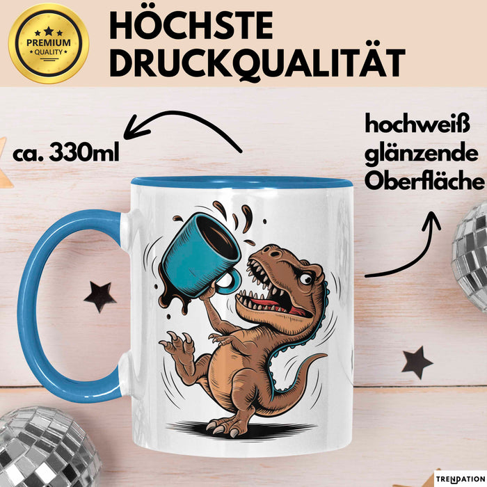 Dinosaurier Fan Tasse Geschenkidee für Urzeit Fans Blau Trendation