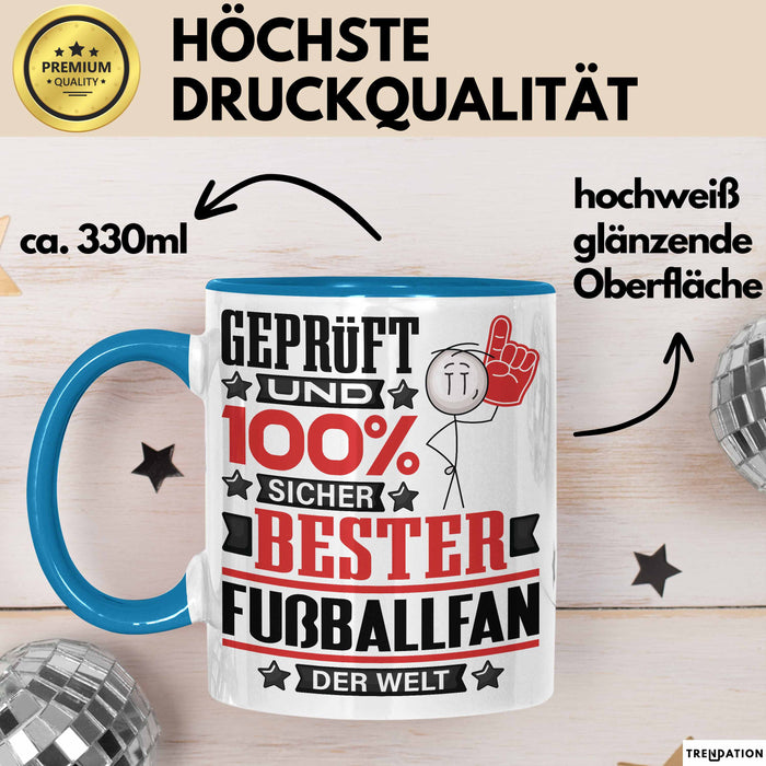 Fußballfan Geschenk Lustiger Spruch für Fußballfan Geschenkidee Bester Fußballfan Der Welt Blau Trendation