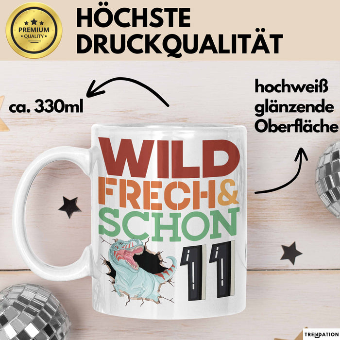 11. Geburtstag Geschenk Tasse Becher Wild Frech Und Schon 11 Weiß Trendation