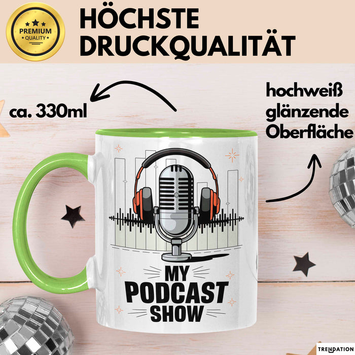 Podcast Gastgeber Tasse Geschenk Lustige Geschenkidee Spruch Für Audio Geschichtenerzähler Grün Trendation