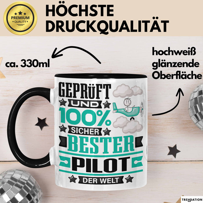 Pilot Geschenk Lustiger Spruch für Pilot Geschenkidee Bester Pilot Der Welt Schwarz Trendation