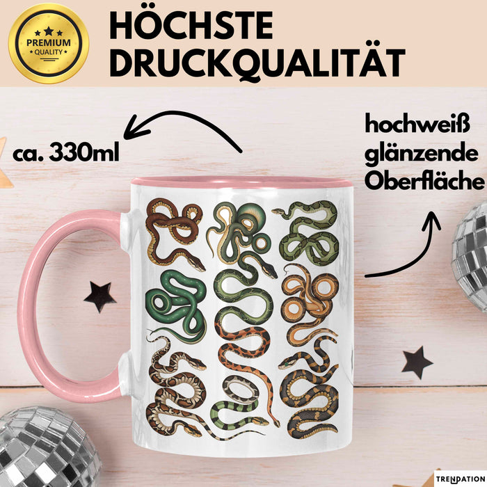 Reptil Schlangen Tier Tasse Geschenk Lustige Geschenkidee Spruch Rosa Trendation