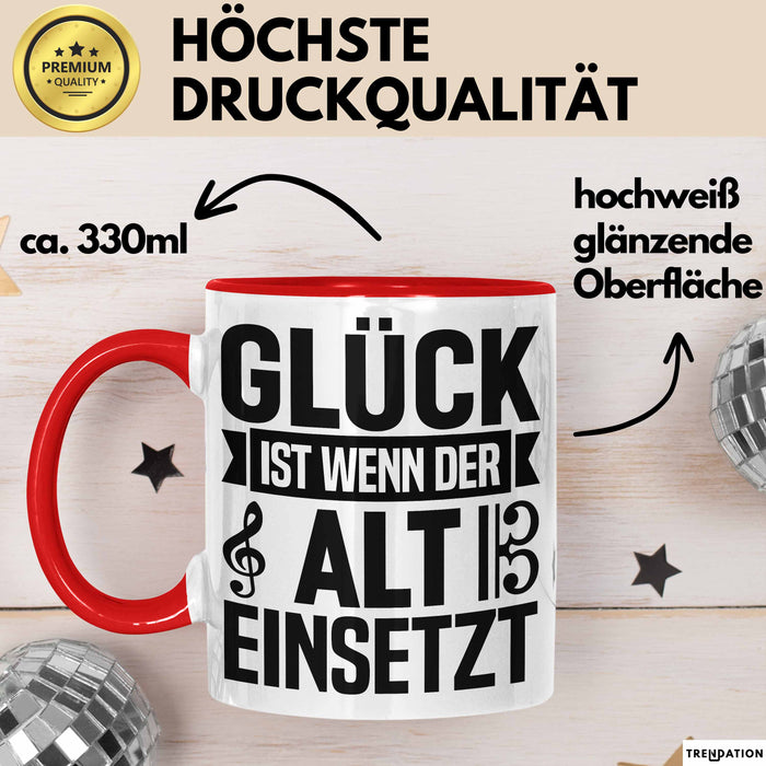 Glück Wenn Alt Einsetzt Chor Chorprobe Singen Sänger Musiker Tasse Rot Trendation