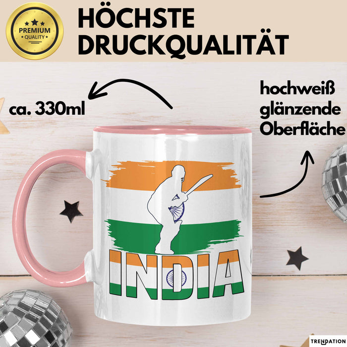 Indien Tasse Geschenk Cricket Indische Cricket-Fans Geschenkidee Rosa Trendation