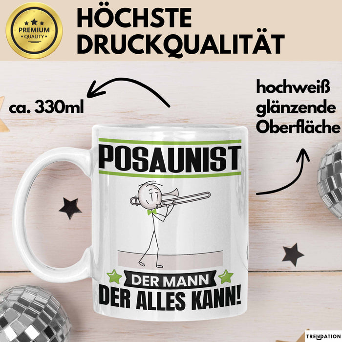 Posaunist Tasse Geschenk für Posaunist Der Mann Der Alles Kann Geschenkidee zum Geburtstag Weiß Trendation