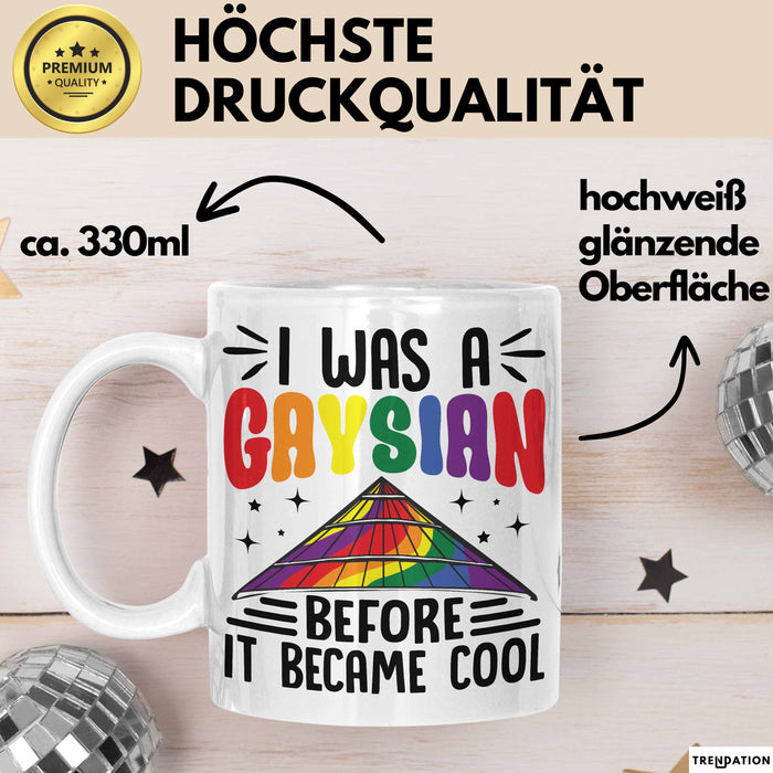 Asiate Schwul Tasse Geschenk I Was Gaysian Before It Became Cool Geschenkidee Lgbtq Gay Lesbian Becher Weiß Trendation