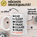 Medizinstudent Arzt Tasse Geschenk Lustige Geschenkidee Spruch Essen Schlafen Lernen Panik Prüfungen Panik Schlafen Weiß Trendation