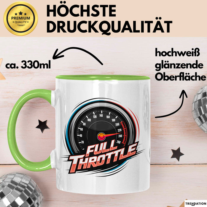 Auto Fan Tasse Geschenkidee Vollgas Schrauber Spruch Geschenkidee Lustig Grün Trendation
