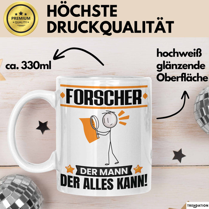 Forscher Tasse Geschenk für Forscher Der Mann Der Alles Kann Geschenkidee zum Geburtstag Weiß Trendation
