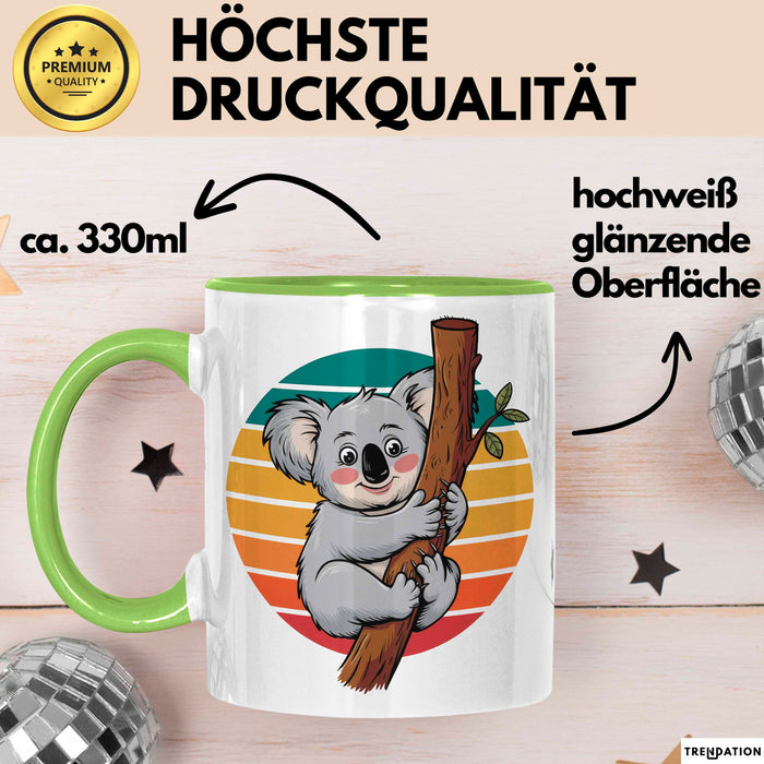 Retro Koala Tierliebhaber Tasse Geschenk Lustige Geschenkidee Spruch Grün Trendation