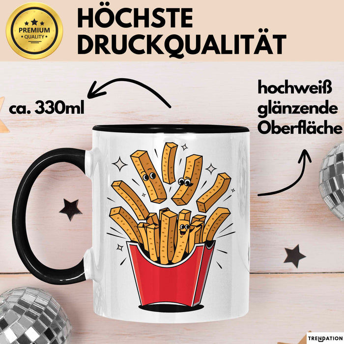 Fast Food Fan Tasse Geschenkidee Burger und Pommes Liebhaber Trendation