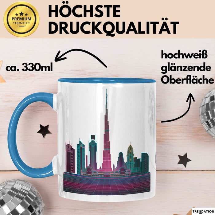 Dubai VAE Burj Khalifa Tasse Geschenk Lustige Geschenkidee Spruch Blau Trendation