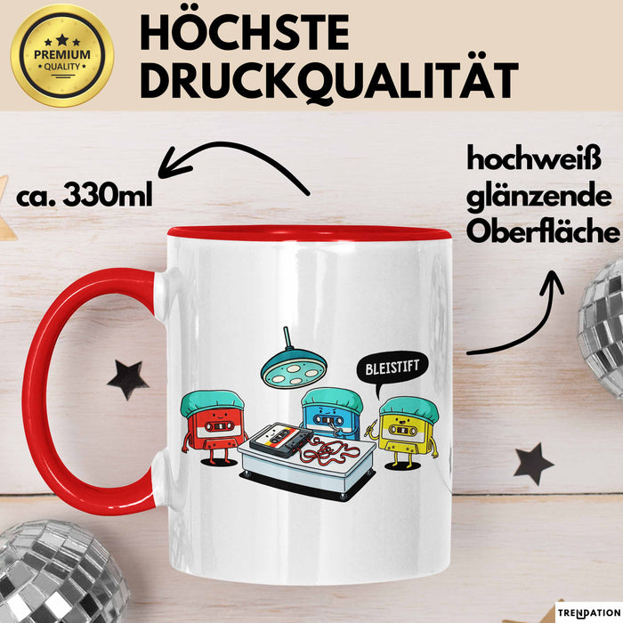 Retro Kassette OP Arzt Tasse Geschenk Lustige Geschenkidee Spruch Bleistift Rot Trendation