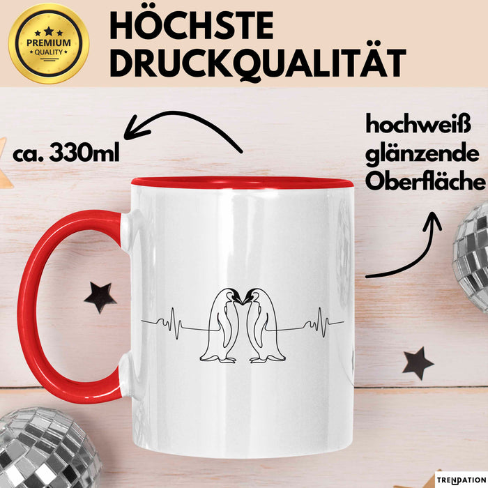 Pinguin Herzschlag Tasse Geschenk Lustige Geschenkidee Spruch Rot Trendation