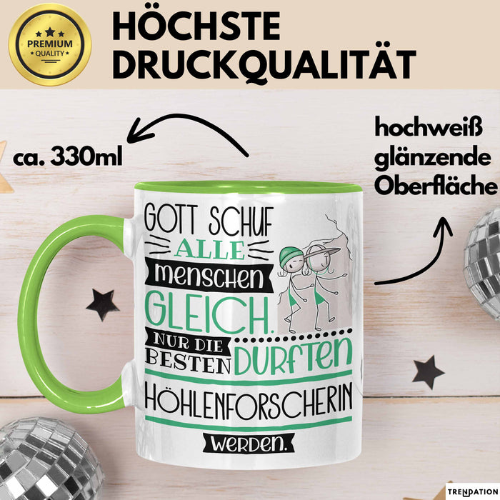 Höhlenforscherin Geschenk Becher Tasse Gott Schuf Alle Menschen Gleich Nur Die Besten Durfeten Höhlenforscherin Werden Geschenkidee Lustig Grün Trendation
