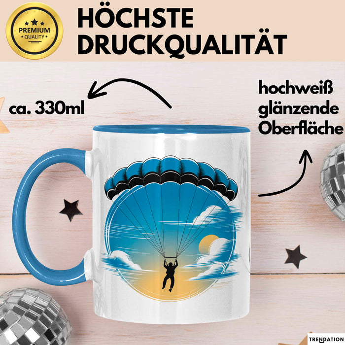 Fallschirmspringer Tasse Geschenkidee Freifall Süchtiger Geschenkidee Lustig Blau Trendation