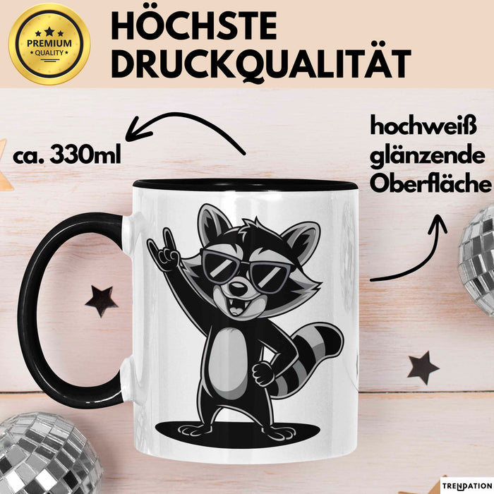 Waschbär Tierliebhaber Rockmusik Tasse Geschenk Lustige Geschenkidee Spruch Trendation