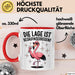 Flamingo Trinkend Tasse Geschenk Lustige Geschenkidee Spruch Die Lage Ist Besäufniserregend Rot Trendation