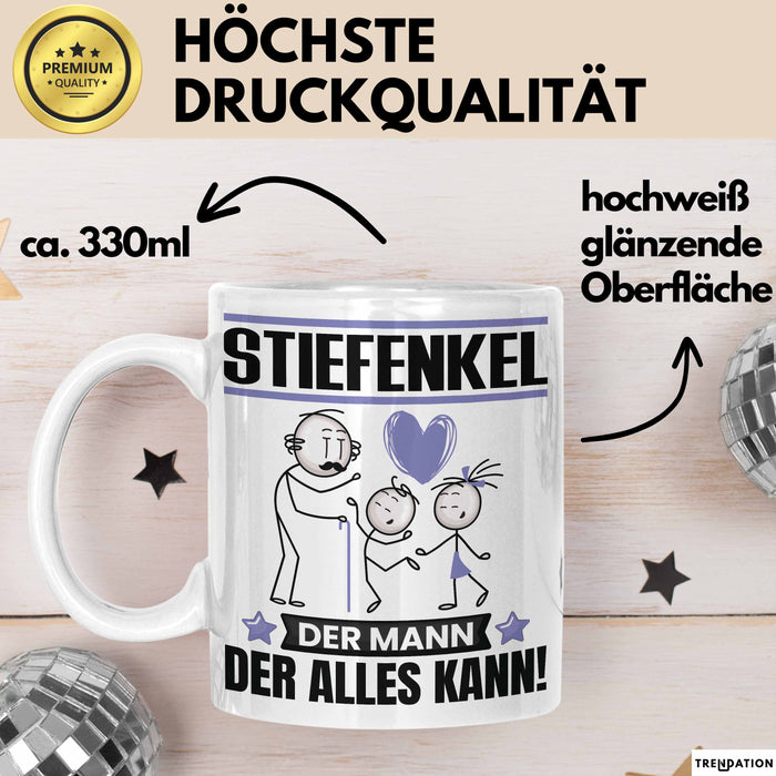 Stiefenkel Tasse Geschenk für Stiefenkel Der Mann Der Alles Kann Geschenkidee zum Geburtstag Weiß Trendation