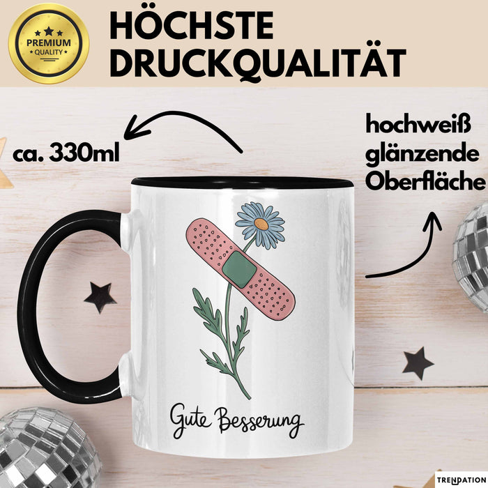 Patienten Kranke Menschen Tasse Geschenk Lustige Geschenkidee Spruch Gute Besserung Schwarz Trendation