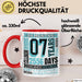 Tasse 07 Jahre Jubiläum Design mit Zeitangaben, Geschenkidee Rot Trendation