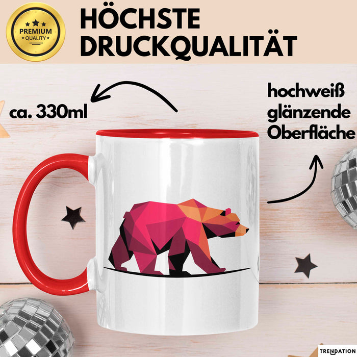 Bär Tierliebhaber Tasse Geschenk Lustige Geschenkidee Spruch Rot Trendation