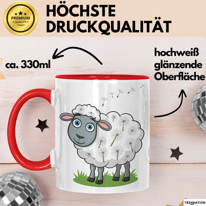 Schaf Tier Bauer Tasse Becher Geschenk Lustige Geschenkidee Spruch Rot Trendation