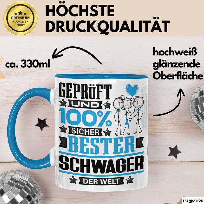 Schwager Geschenk Lustiger Spruch für Schwager Geschenkidee Bester Schwager Der Welt Blau Trendation