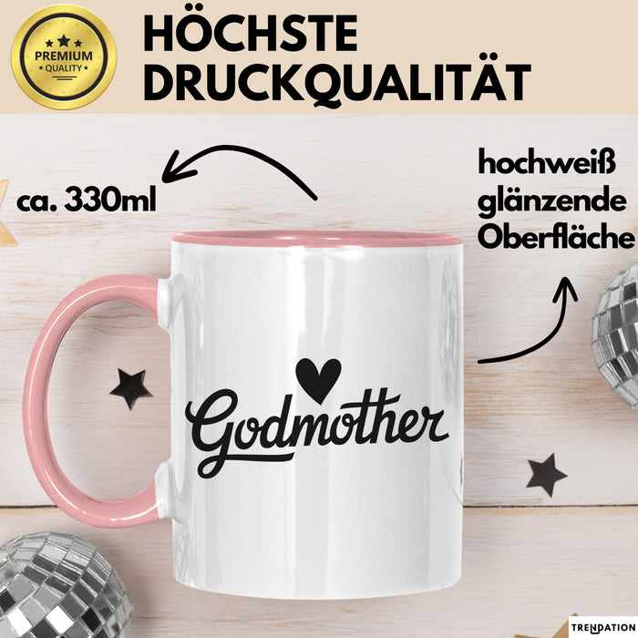 Patentante Tasse Geschenk Godmother Geschenkidee Taufe Patenkind Rosa Trendation